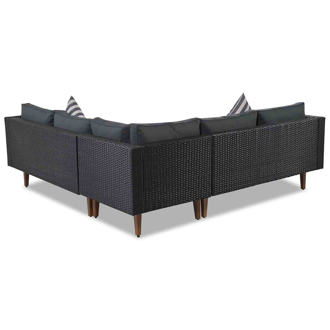 Irta Rattan Outdoor L-shape Sectional Set with Square Glass Table