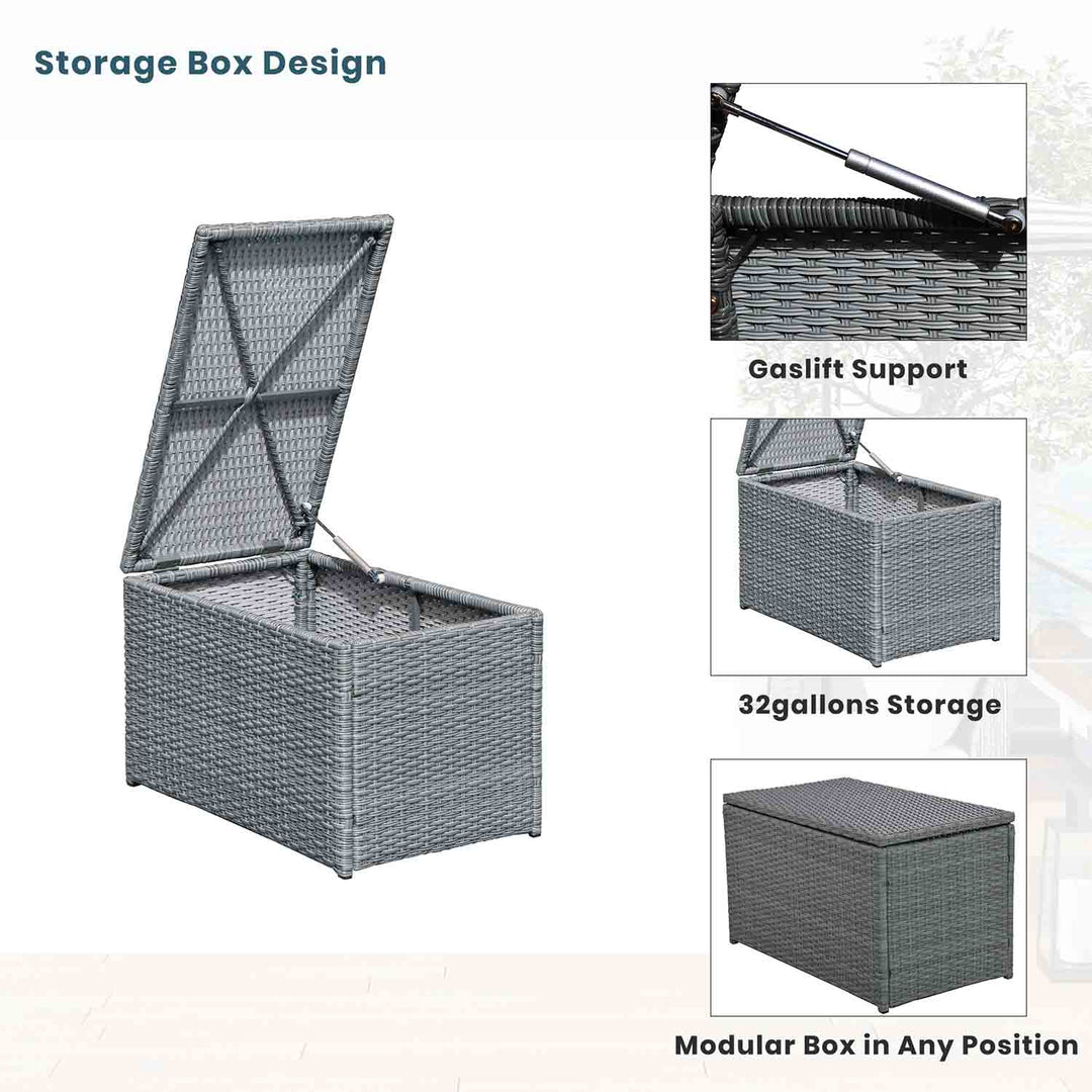 Irta Rattan 10 Pieces Outdoor Sectional with Storage Boxes