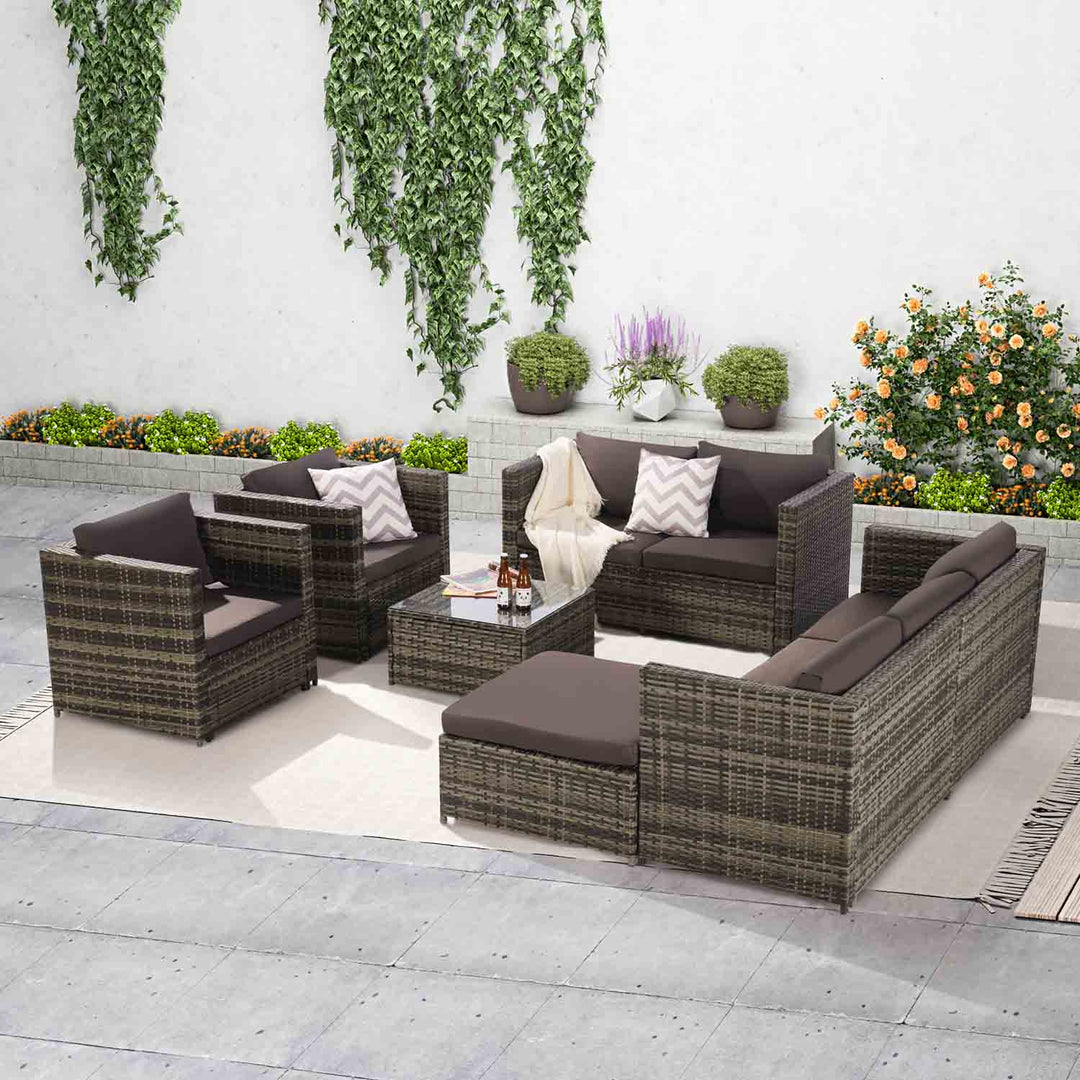 Irta Rattan Pieces Outdoor Furniture with Glass Table Seats