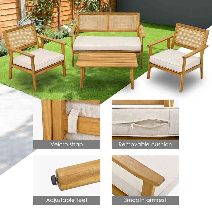 Oasis Acacia Wood Outdoor Conversation Sets-4 Seat