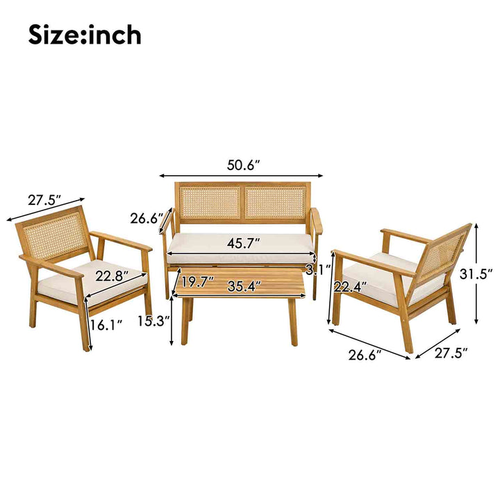 Oasis Acacia Wood Outdoor Conversation Sets-4 Seat