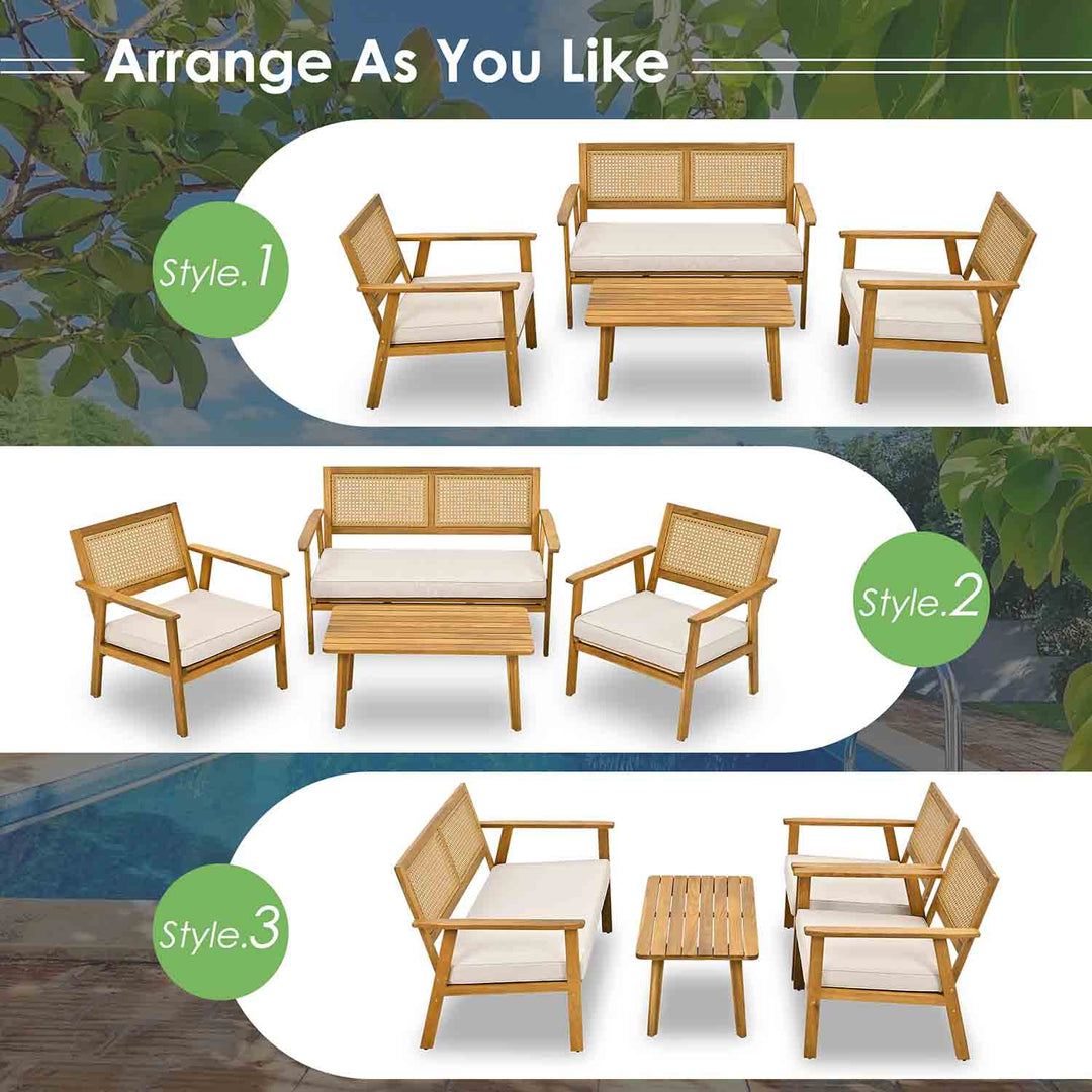 Oasis Acacia Wood Outdoor Conversation Sets-4 Seat