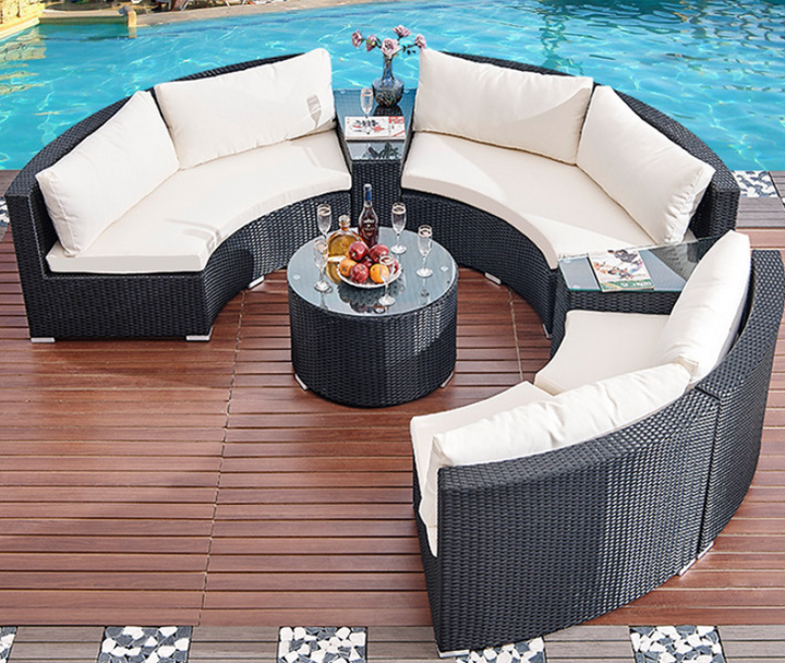 Irta 8 Rattan Seaters Modular Curved Outdoor Sectional Sofa With Coffee Table