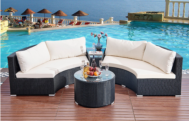 Irta 8 Rattan Seaters Modular Curved Outdoor Sectional Sofa With Coffee Table