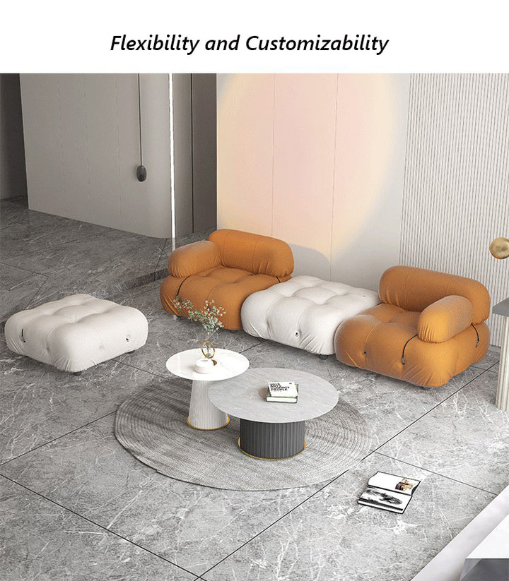 Premium Velvet Color-Blocked Modular Sofa