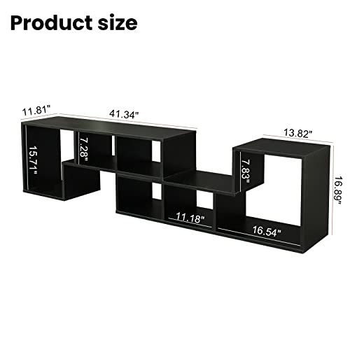 L-shaped TV Console Stand with 2-tier Shelf Bookcase