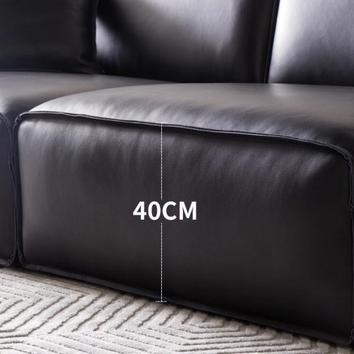 Chateau Full Leather Black Cow Straight Villa Sofa