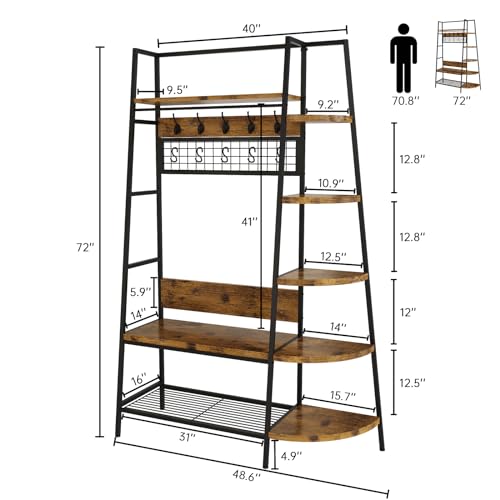 Multifunctional Entryway Shelf Organizer Coat Rack