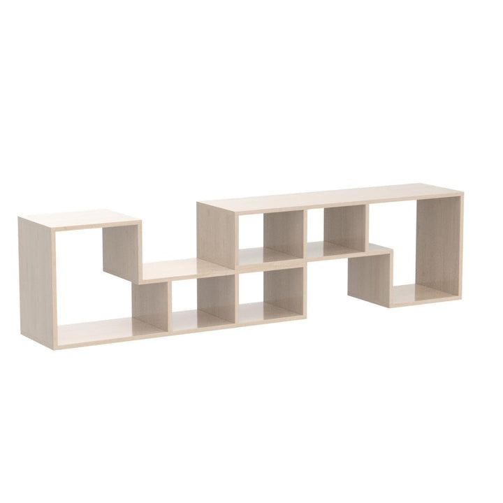 L-shaped TV Console Stand with 2-tier Shelf Bookcase