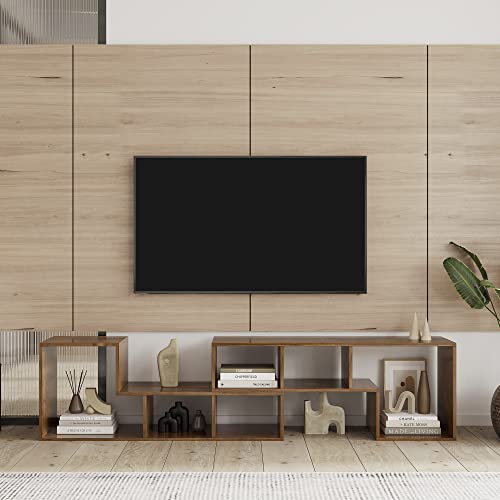L-shaped TV Console Stand with 2-tier Shelf Bookcase