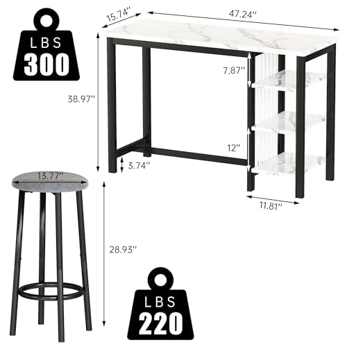 3-Piece Marble Table and Chairs Set