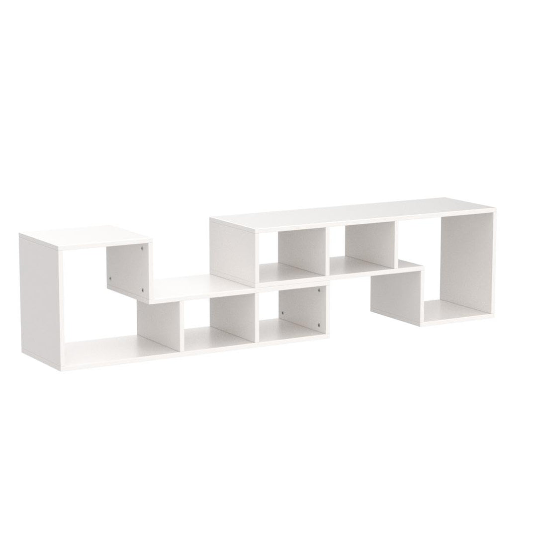 L-shaped TV Console Stand with 2-tier Shelf Bookcase