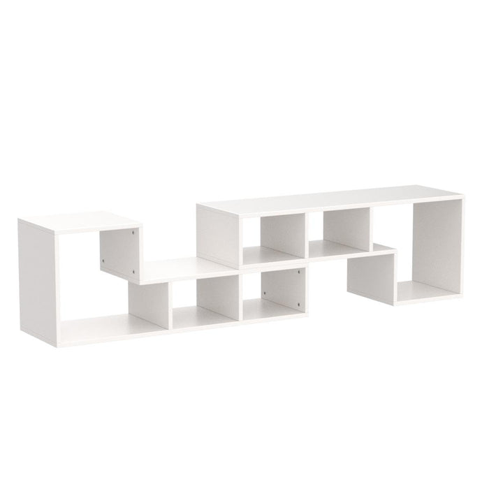 L-shaped TV Console Stand with 2-tier Shelf Bookcase