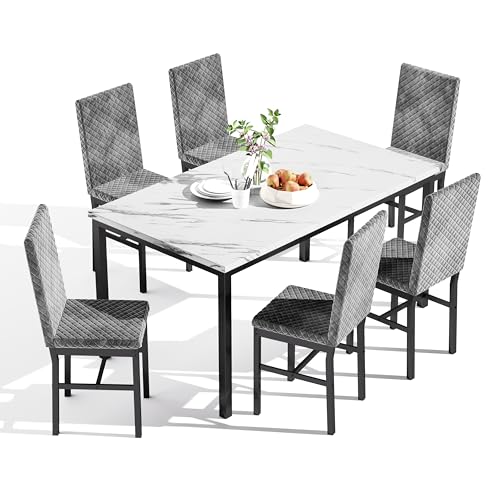 Faux Marble Dinner Table set for 6