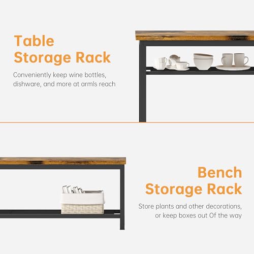 3-Piece Dining Table Set with Storage Shelf