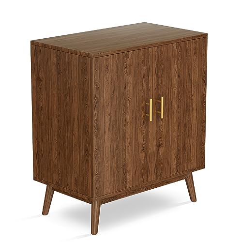 Lamerge Wine Bar Cabinet with Storage, Liquor Cabinet Kitchen Storage Cabinet with Wine Rack and Glass Holder, Sideboard Buffet Cabinet for Home Coffee Bar, Natural