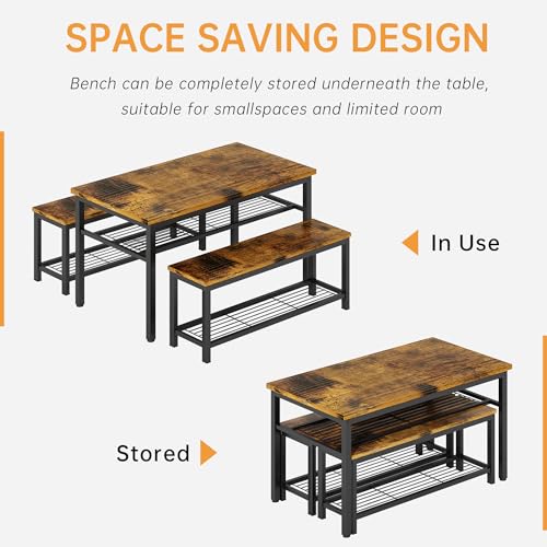 3-Piece Dining Table Set with Storage Shelf