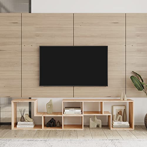 L-shaped TV Console Stand with 2-tier Shelf Bookcase