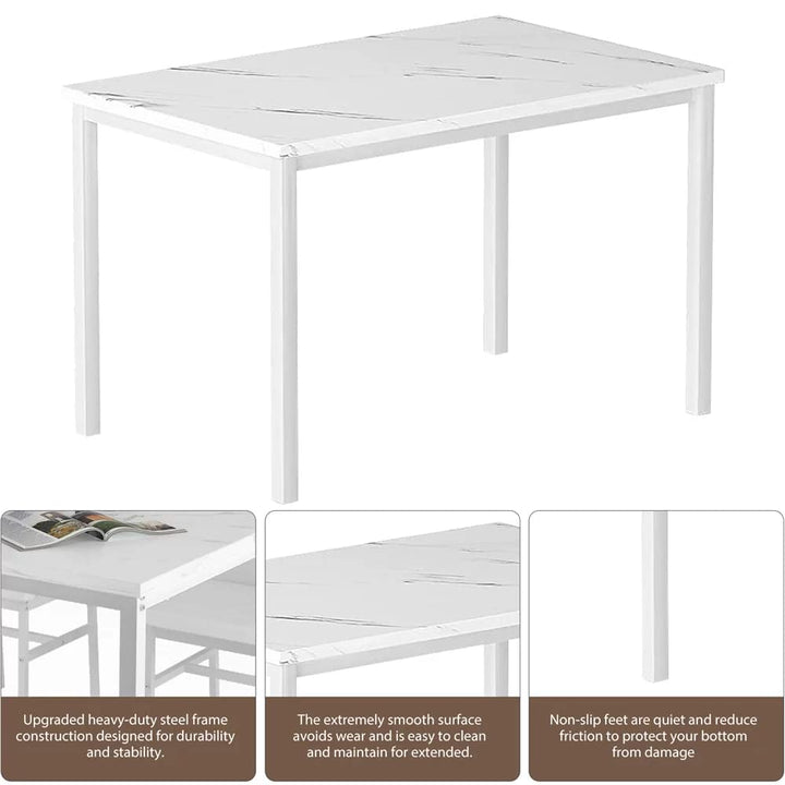 Hooseng Dining Table Set for 4 with Faux Marble Top and Upholstered Velvet Chairs