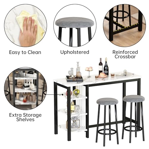 3-Piece Marble Table and Chairs Set