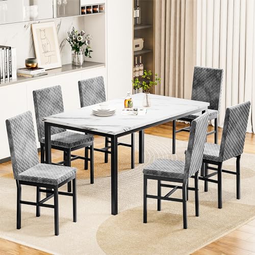 Faux Marble Dinner Table set for 6