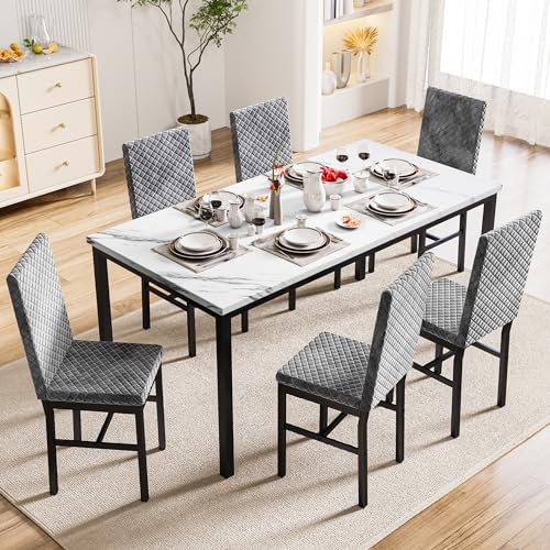 Faux Marble Dinner Table set for 6