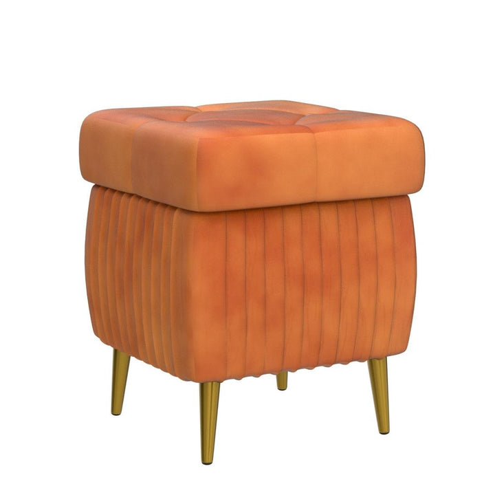 Lamerge Large Upholstered Velvet Storage Ottoman,End of Bed Bench,Flip Top Entryway Bench,Tufted Foot Rest Stool,Can Used as Tea Table,Vanity Bench,Livingroom Chair,47.24" W,Golden & Pink