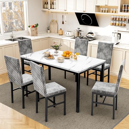 Faux Marble Dinner Table set for 6