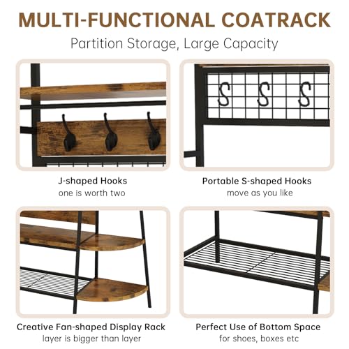 Multifunctional Entryway Shelf Organizer Coat Rack