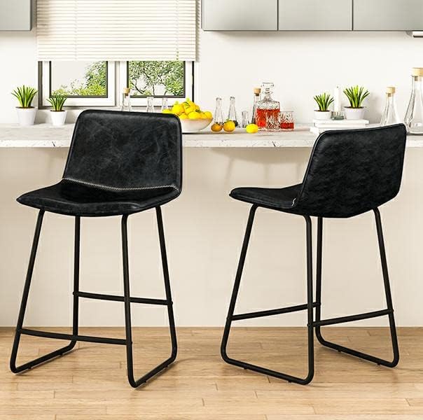 24 inch Bar Stools Set of 2 with PU Leather