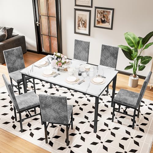 Faux Marble Dinner Table set for 6