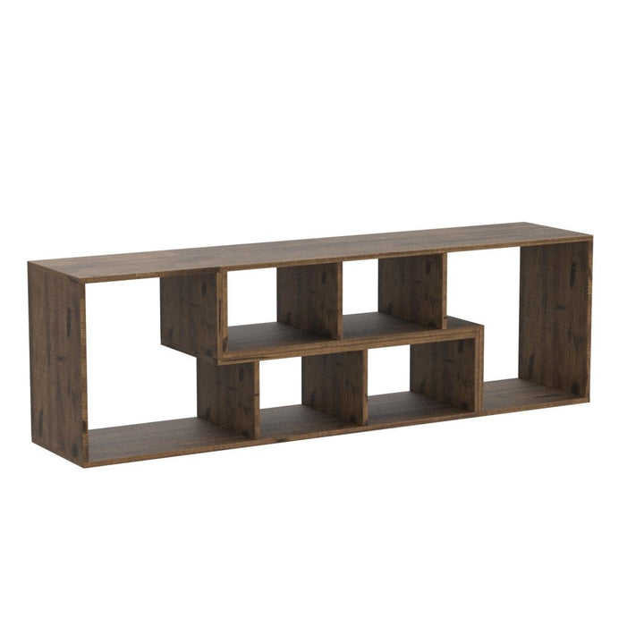 L-shaped TV Console Stand with 2-tier Shelf Bookcase