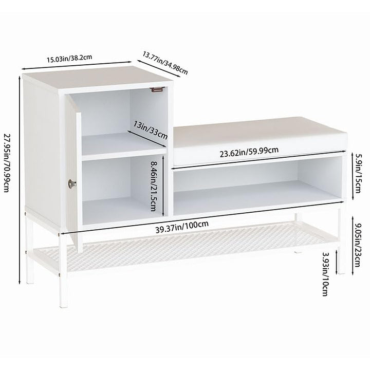 Lamerge white multi-functional shoe cabinet, multi-layer design large capacity storage, suitable for living room, bedroom
