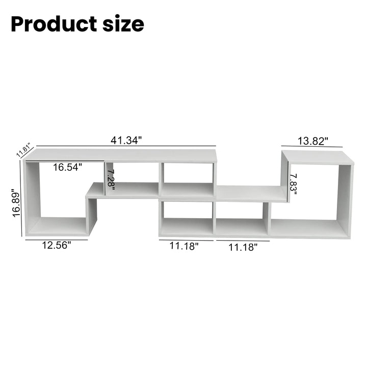 L-shaped TV Console Stand with 2-tier Shelf Bookcase