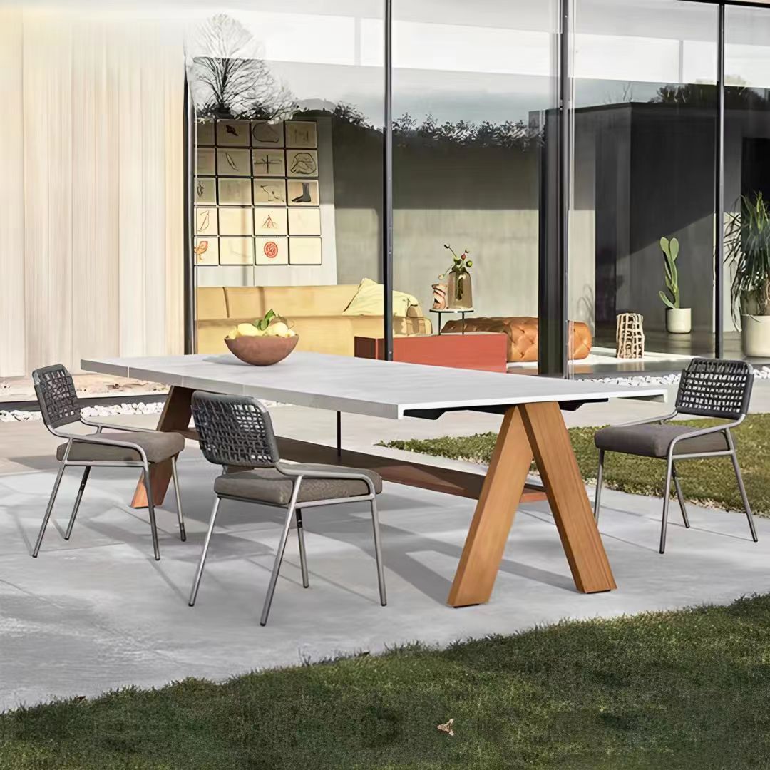 7Pcs Modern Outdoor Dining Set Aluminum Rattan Chair