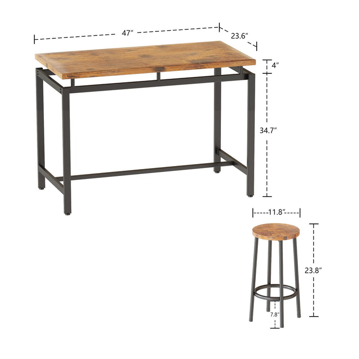 Hooseng 5 Pcs Dining Table Set, Industrial Kitchen Table and Chairs for 4, Bar Table Set Height for 35.4'', Counter Height Table with 4 Stools for Home Kitchen,Breakfast Nook,Restaurant,Pub
