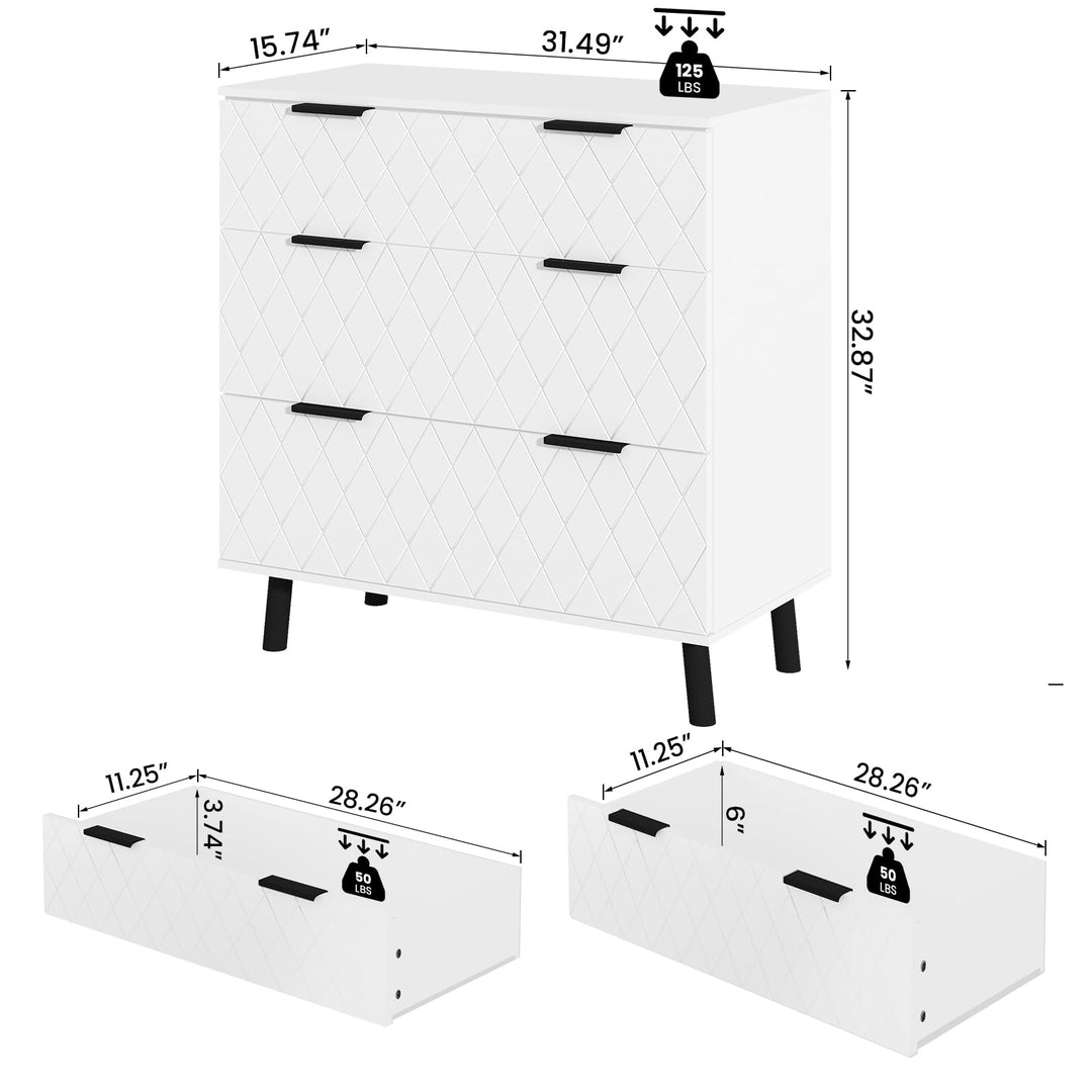 Modern 3 Drawer Dressers Chests of Drawers