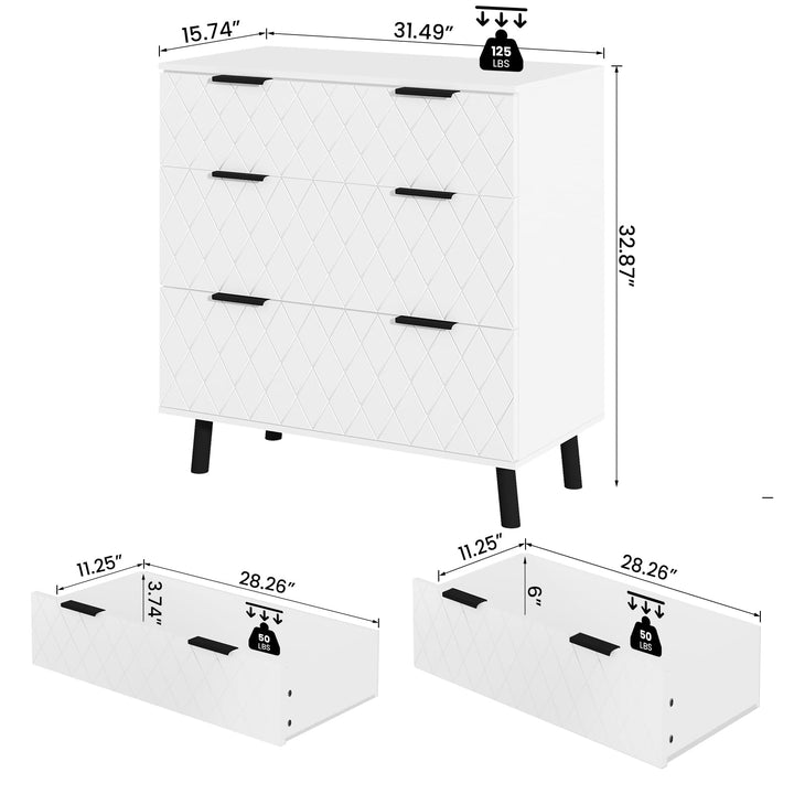 Modern 3 Drawer Dressers Chests of Drawers