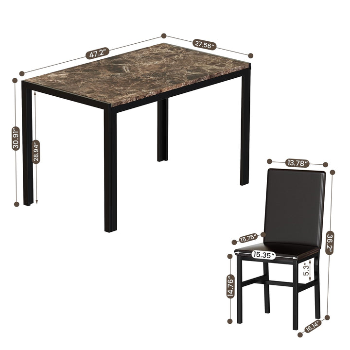Faux Marble Table Dining Table Set for 4
