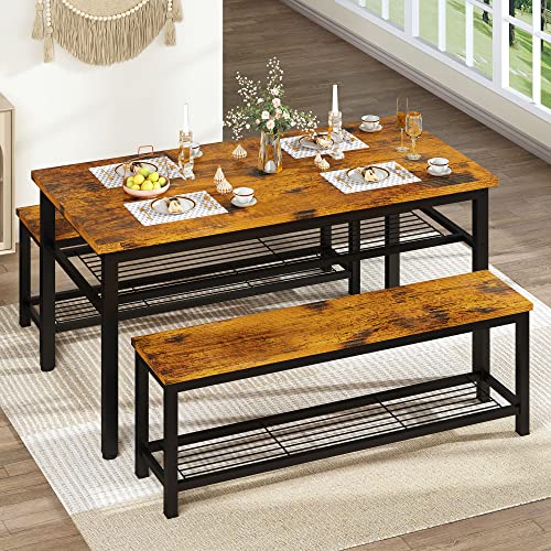 3-Piece Dining Table Set with Storage Shelf