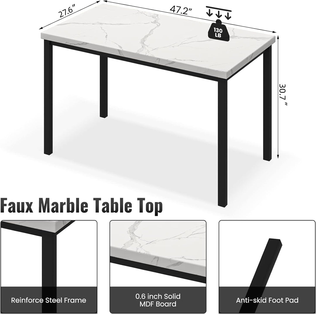 Hooseng Dining Table Set for 4 with Faux Marble Top and Upholstered Velvet Chairs