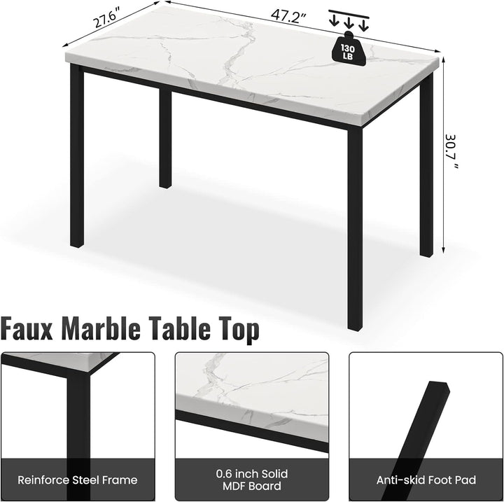 Hooseng Dining Table Set for 4 with Faux Marble Top and Upholstered Velvet Chairs