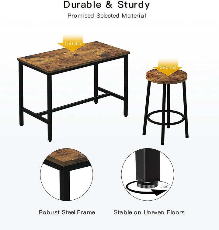 Hooseng 5 Pcs Dining Table Set, Industrial Kitchen Table and Chairs for 4, Bar Table Set Height for 35.4'', Counter Height Table with 4 Stools for Home Kitchen,Breakfast Nook,Restaurant,Pub