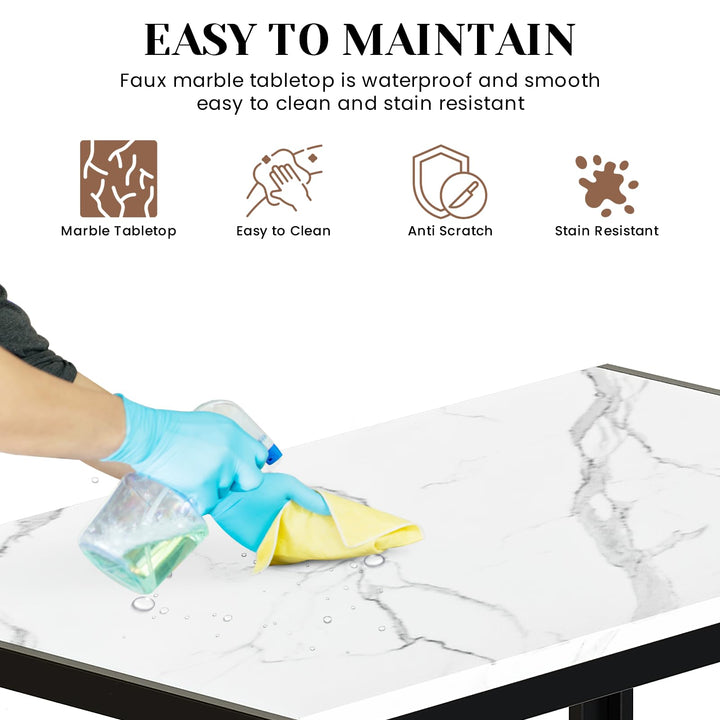 Faux Marble Table Dining Table Set for 4