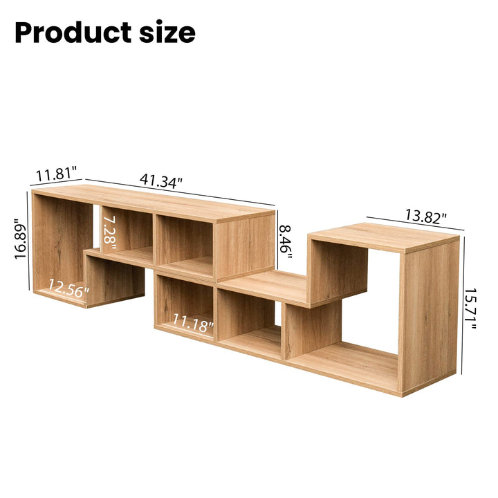 L-shaped TV Console Stand with 2-tier Shelf Bookcase