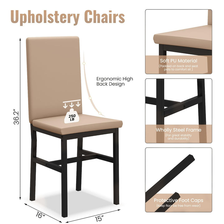 Hooseng 4-Piece Space Saving Kitchen Table with Faux Marble Top and Leather Chairs, Perfect for Small Spaces