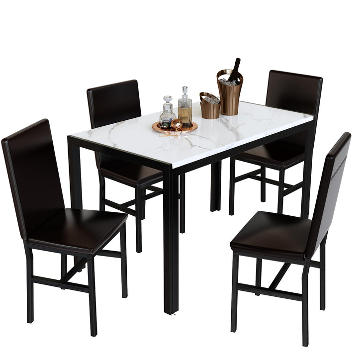Faux Marble Table Dining Table Set for 4
