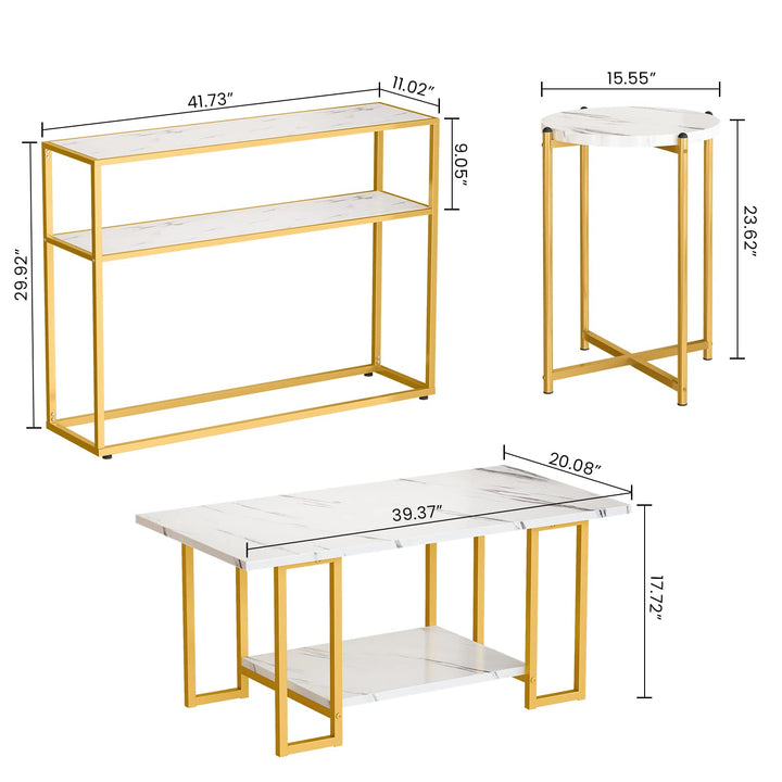 3 Pieces Industrial Living Room Table Set