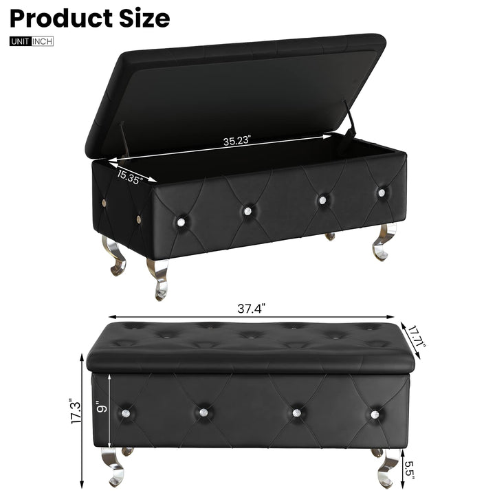Velvet Ottoman with Storage
