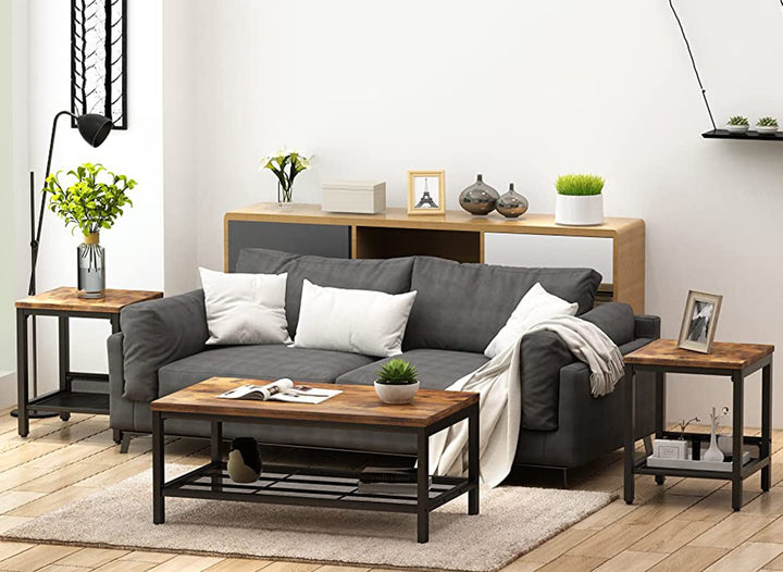 3 Pieces Industrial Living Room Table Set